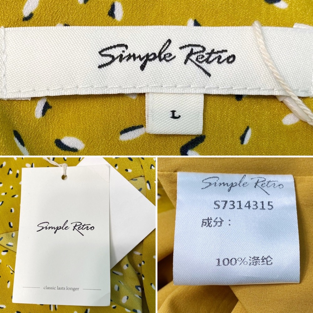 modcloth | simple retro mustard geo print tie-sleeve midi dress l - Picture 12 of 12